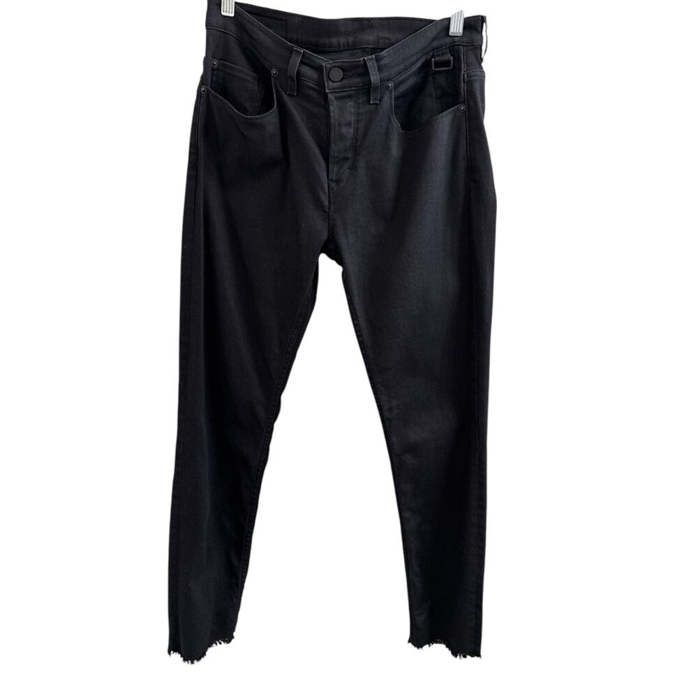 Zadig And Voltaire Slim Fit David Crop Noir Black Coated Denim Jeans Size 29